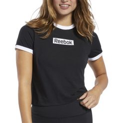 REEBOK TRAINING ESSENTIALS LINEAR LOGO > FK6681. Bluzki sportowe damskie Reebok, l, bez wzorów, z bawełny, z klasycznym kołnierzykiem, z krótkim rękawem, krótkie, bez kaptura. Za 89,99 zł.