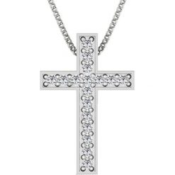 Naszyjniki damskie: Srebrny naszyjnik z diamentami – dł. 43 cm