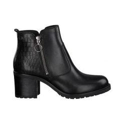 Tamaris Botki Czarny female czarny 39. Czarne botki damskie Tamaris, ze skóry, eleganckie, bez obcasa, na zamek. Za 329,00 zł.
