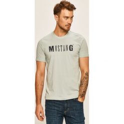 Mustang - T-shirt. Niebieskie t-shirty męskie Mustang, s, z nadrukiem, z bawełny, z okrągłym kołnierzem. Za 59,90 zł.