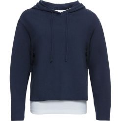 Bluza z kapturem i topem 2 w 1 bonprix ciemnoniebieski "used" - biały. Niebieskie bluzy damskie bonprix, bez wzorów, bez rękawów, z kapturem. Za 79,99 zł.