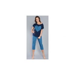 Piżama damska DEKADA 3/4 niebiesko-granatowy 2XL. Niebieskie piżamy dziewczęce Italian fashion, bez wzorów, z bawełny, z krótkim rękawem. Za 96,00 zł.