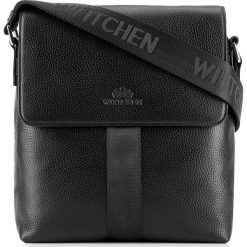 Torba 88-4U-401-1. Czarne listonoszki męskie Wittchen, w paski, eleganckie, małe. Za 466,65 zł.