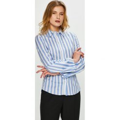 Trussardi Jeans - Koszula. Szare bluzki damskie Trussardi Jeans, na co dzień, w paski, z elastanu, klasyczne, z włoskim kołnierzykiem, z długim rękawem. W wyprzedaży za 539,90 zł.