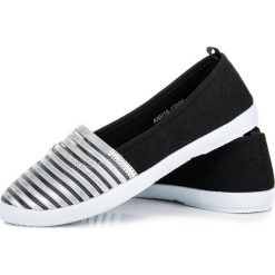 Trampki i tenisówki damskie: Czarno srebrne trampki slip on KENDRA