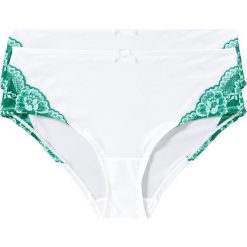 Figi "panty" (2 pary) bonprix 2x ecru-zielony. Białe panty damskie bonprix. Za 49,98 zł.