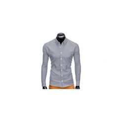 KOSZULA MĘSKA Z DŁUGIM RĘKAWEM K409 - BIAŁA/CZARNA. Białe koszule męskie Ombre Clothing, m, z kontrastowym kołnierzykiem, z długim rękawem. Za 49,00 zł.
