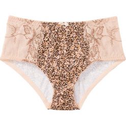 Figi modelujące bonprix matowy beżowy w cętki leoparda. Brązowe majtki damskie bonprix, z koronki. Za 37,99 zł.
