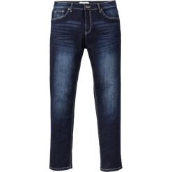 Dżinsy ze stretchem Slim Fit Straight bonprix ciemny denim. Niebieskie jeansy męskie bonprix, m, bez wzorów. Za 109,99 zł.