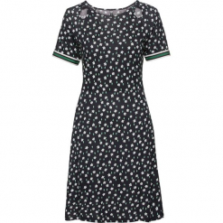 Sukienka shirtowa bonprix czarny z nadrukiem. Czarne sukienki damskie bonprix, na lato, w paski, z okrągłym kołnierzem, z krótkim rękawem, krótkie, mini. Za 84,99 zł.