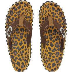 Gumbies - Japonki Islander Leopard. Pomarańczowe klapki damskie Gumbies, w paski, z bawełny, bez obcasa, na obcasie. W wyprzedaży za 89,90 zł.