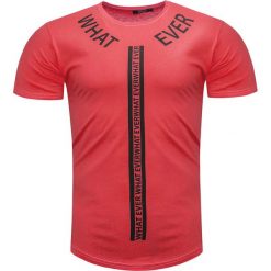 Koszulka męska t-shirt koralowy Recea. Pomarańczowe koszulki męskie Recea, xl, z nadrukiem, z bawełny, bez kołnierzyka. Za 29,99 zł.