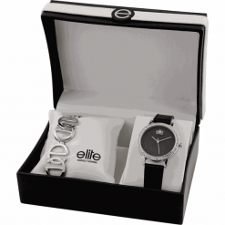 Elite Models zestaw podarunkowy damski - zegarek i bransoletka E55182-203. Szare bransoletki damskie Elite Models. W wyprzedaży za 239,00 zł.