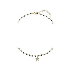 Srebrny pozłacany naszyjnik choker z czarnymi onyksami i gwiazdką. Żółte naszyjniki damskie Atdiament, z onyksem, srebrne. Za 139,00 zł.