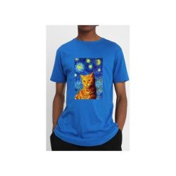 T-shirt : " Van Gogh i kot ". Białe t-shirty męskie Life is art, xxl, z nadrukiem, klasyczne, z klasycznym kołnierzykiem. Za 120,00 zł.