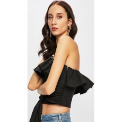 Pinko - Top. Czarne bluzki damskie Pinko, bez wzorów, z elastanu, z włoskim kołnierzykiem. W wyprzedaży za 499,90 zł.