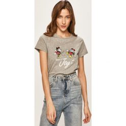 Only - T-shirt. Szare bluzki damskie ONLY, s, z nadrukiem, z bawełny, z okrągłym kołnierzem. W wyprzedaży za 49,90 zł.