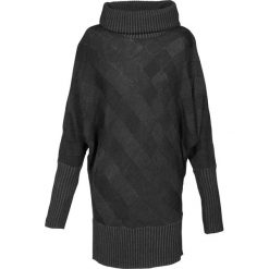 Długi sweter bonprix antracytowy. Szare golfy damskie bonprix, w prążki, z długim rękawem. Za 99,99 zł.