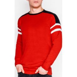 Sweter męski E146 - czerwony. Czerwone swetry męskie Inny, s, bez wzorów, z bawełny, bez kołnierzyka, bez kaptura. Za 39,00 zł.