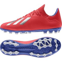 Buty piłkarskie adidas X 18.3 Ag M BC0299. Czerwone buty sportowe męskie Adidas, z materiału, z paskami, do piłki nożnej. W wyprzedaży za 309,00 zł.