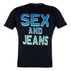 T-Shirt Armani Jeans. Czarne t-shirty męskie xl, z nadrukiem, z jeansu, bez kołnierzyka. Za 69,00 zł.
