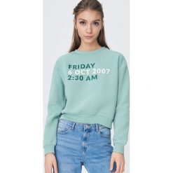 Bluza z napisem - Turkusowy. Niebieskie bluzy damskie Sinsay, s, z napisami, bez rękawów, bez kaptura. Za 39,99 zł.