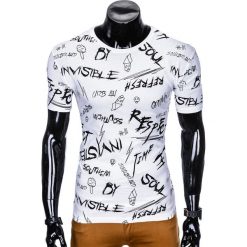 T-shirty męskie: T-SHIRT MĘSKI Z NADRUKIEM S961 - BIAŁY