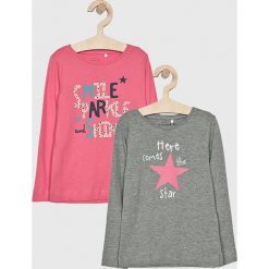 Name it - Bluzka dziecięca 92-128 cm (2-pack). Różowe bluzki dziewczęce marki Name it, z nadrukiem, z bawełny, z okrągłym kołnierzem, bez rękawów, bez kaptura. W wyprzedaży za 39,90 zł.