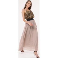 Khaki Spódnica Impressible. Brązowe spódniczki damskie Born2be, s, bez wzorów, maxi. Za 49,99 zł.