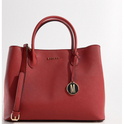 Fakturowa torebka city bag - Czerwony. Czerwone torebki klasyczne damskie Mohito. Za 139,99 zł.