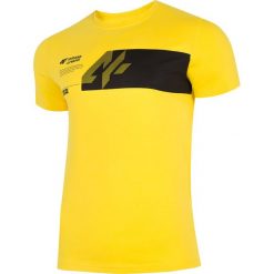 T-shirt męski TSM202 - żółty. Żółte koszulki męskie marki 4f, m, bez wzorów, bez kołnierzyka. Za 59,99 zł.