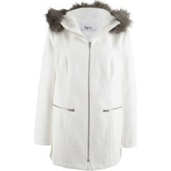Parka z materiału w optyce wełny bonprix biel wełny. Białe parki damskie bonprix, z wełny. Za 99,99 zł.