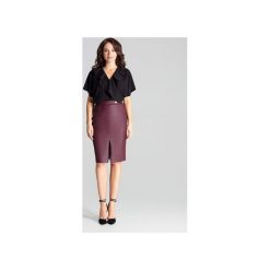 Spódnica L071 Bordo. Czerwone spódniczki damskie Lenitif, xl, bez wzorów, ze skóry, midi, ołówkowe. Za 129,00 zł.
