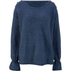 Sweter bonprix niebieski melanż. Niebieskie swetry damskie bonprix, bez wzorów, bez rękawów, bez kaptura. Za 64,99 zł.