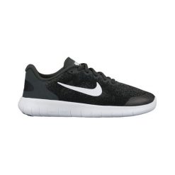 Nike FREE RN 2017 (GS), 20 | MŁODZI ATLECI | CHŁOPCY GRADE SCHL | LOW TOP | CZARNY / BIAŁO-CIEMNY SZARY ANTRACYJNY | 5 lat. Szare buty chłopięce sportowe Nike, bez zapięcia. W wyprzedaży za 277,75 zł.