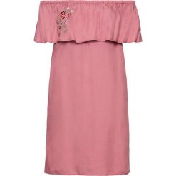 Sukienka z dekoltem carmen z lyocellu Tencel® bonprix różowy. Różowe sukienki damskie bonprix, bez wzorów, z lyocellu, bez kołnierzyka, bez rękawów. Za 54,99 zł.