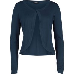 Bolerko dzianinowe bonprix ciemnoniebieski. Niebieskie bolerka i narzutki damskie bonprix, bez wzorów, z dzianiny, bez rękawów. Za 69,99 zł.
