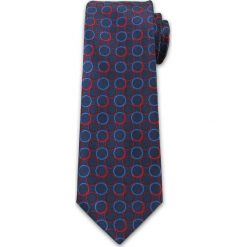 Stylowy Krawat Męski w Niebiesko-Czerwone Koła - Chattier- 6,7cm- Kolorowy KRCH1011. Niebieskie krawaty męskie Chattier, bez wzorów, z tkaniny, eleganckie. Za 40,00 zł.