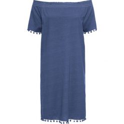 Sukienka shirtowa, krótki rękaw bonprix indygo. Niebieskie sukienki damskie bonprix, bez wzorów, bez kołnierzyka, z krótkim rękawem, krótkie, mini. Za 54,99 zł.