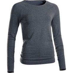 Koszulka do jogi długi rękaw. Szare koszulki damskie DOMYOS, xl, bez wzorów, z elastanu, bez kołnierzyka. Za 89,99 zł.