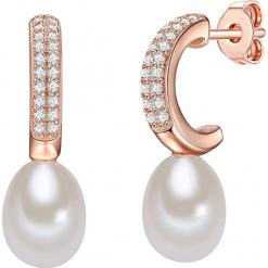 Pozłacane kolczyki-wkrętki z perłami i cyrkoniami. Żółte kolczyki damskie Pearls Special, z cyrkonią, pozłacane. W wyprzedaży za 113,95 zł.