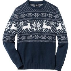 Swetry klasyczne męskie: Sweter w norweski wzór Regular Fit bonprix ciemnoniebieski