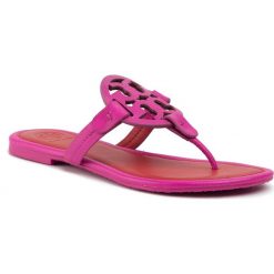 Japonki TORY BURCH - Miller 63251 Imperial Pink/Brilliant Red 655. Różowe klapki damskie Tory Burch, bez wzorów, ze skóry, bez obcasa, na obcasie. Za 999,00 zł.