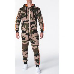Bejsbolówki męskie: KOMPLET MĘSKI BLUZA + SPODNIE Z18 – ZIELONY/MORO