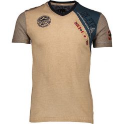 Koszulka "Juventus" w kolorze beżowym. Brązowe koszulki męskie Geographical Norway Men, xxl, z haftami, z bawełny, bez kołnierzyka, bez rękawów. W wyprzedaży za 59,95 zł.
