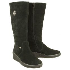 RIEKER TEX Y4470-00 black, kozaki damskie. Czarne koturny damskie Rieker, bez obcasa, na koturnie, na zamek. Za 359,90 zł.