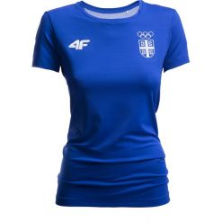 Koszulka funkcyjna damska Serbia Pyeongchang 2018 TSDF700 - kobalt. Niebieskie t-shirty damskie marki 4f, z napisami, z poliesteru. W wyprzedaży za 69,99 zł.
