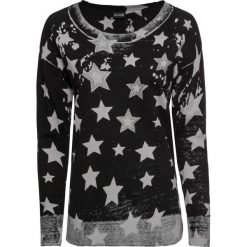 Sweter z asymetryczną linią dołu bonprix czarno - jasnoszary wzorzysty. Szare swetry klasyczne damskie bonprix, z asymetrycznym kołnierzem. Za 109,99 zł.