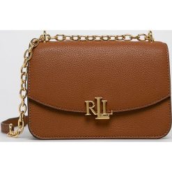 Lauren Ralph Lauren - Torebka skórzana. Pomarańczowe listonoszki damskie Lauren Ralph Lauren, w paski, ze skóry, na ramię, małe, bez dodatków. Za 999,90 zł.