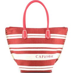 Shopper bag damskie: Shopper bag w kolorze czerwono-białym – 48 x 33 x 2,2 cm